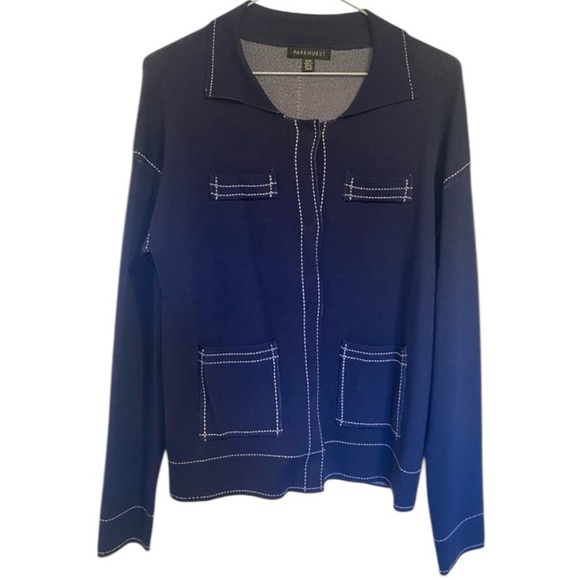 Parkhurst Contrast Stitching Cardigan Size Medium - Picture 2 of 8